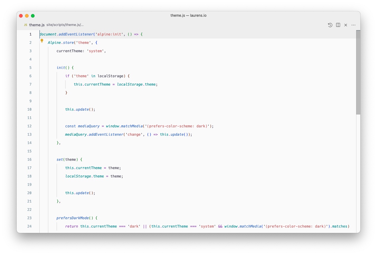 A screenshot of Visual Studio Code with code in a light theme